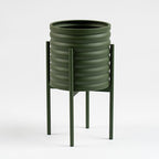Green Ribbed Planter