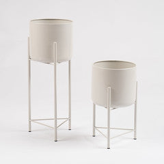 Set Of 2 Light Beige Planters