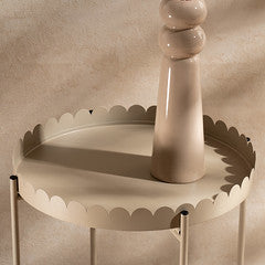 Greige Round Scallop Table