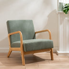 Light Green Boucle Chair (Curved Arms)
