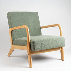 Light Green Boucle Chair (Curved Arms)