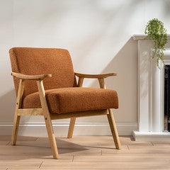 Caramel Boucle Chair (Flat Arms)