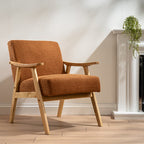 Caramel Boucle Chair (Flat Arms)