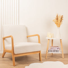 Cream Boucle Chair (Curved Arms)