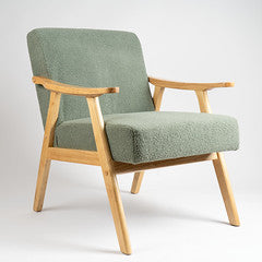Light Green Boucle Chair (Flat Arms)