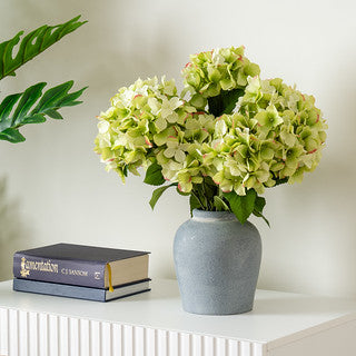 50Cm Hydrangeas In Grey Vase **New**