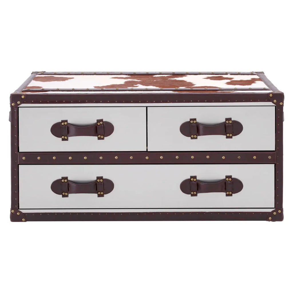 Kensington Townhouse Brown And White Genuine Cowhide Coffee Table