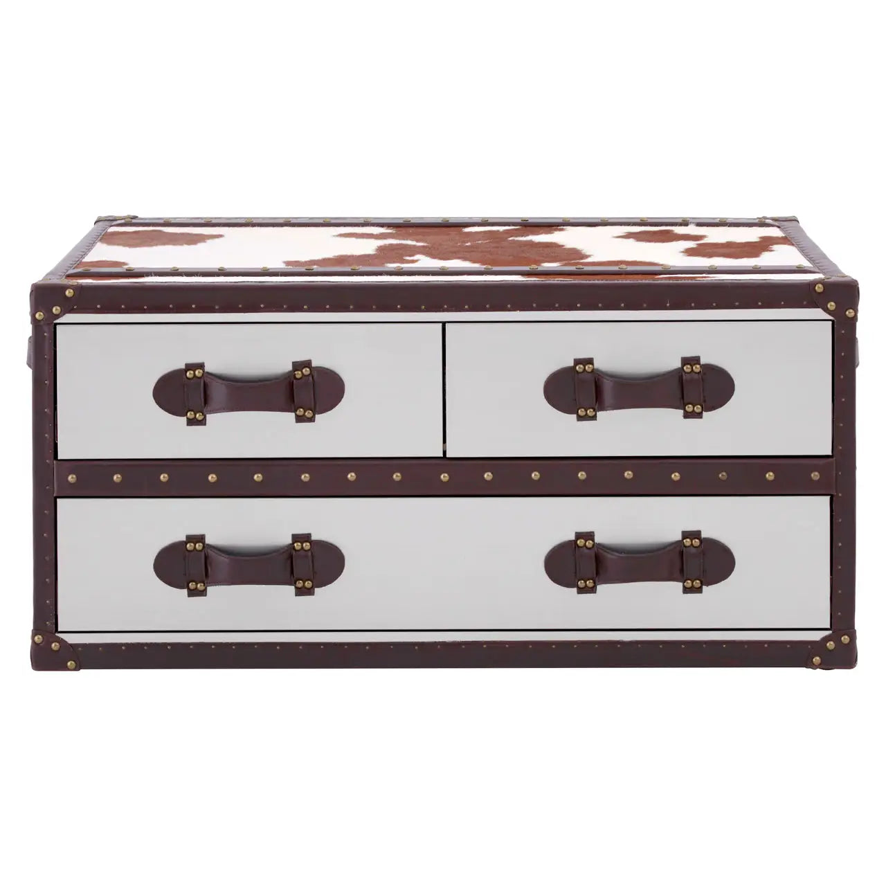 Kensington Townhouse Brown And White Genuine Cowhide Coffee Table