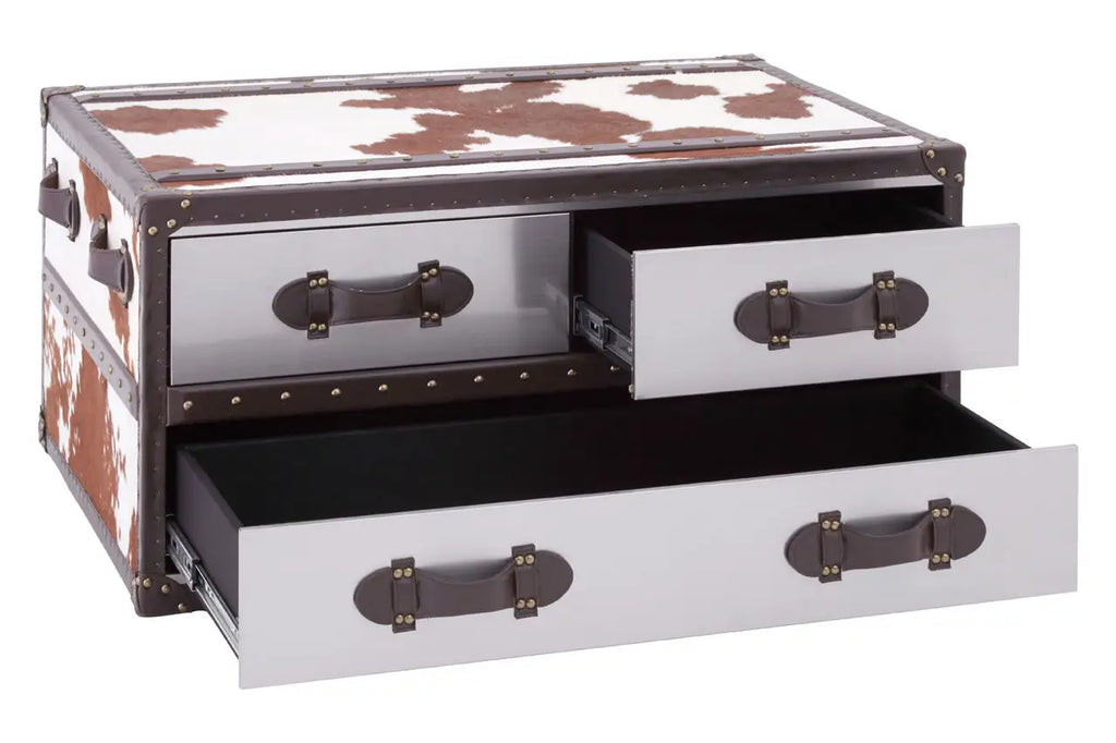 Kensington Townhouse Brown And White Genuine Cowhide Coffee Table