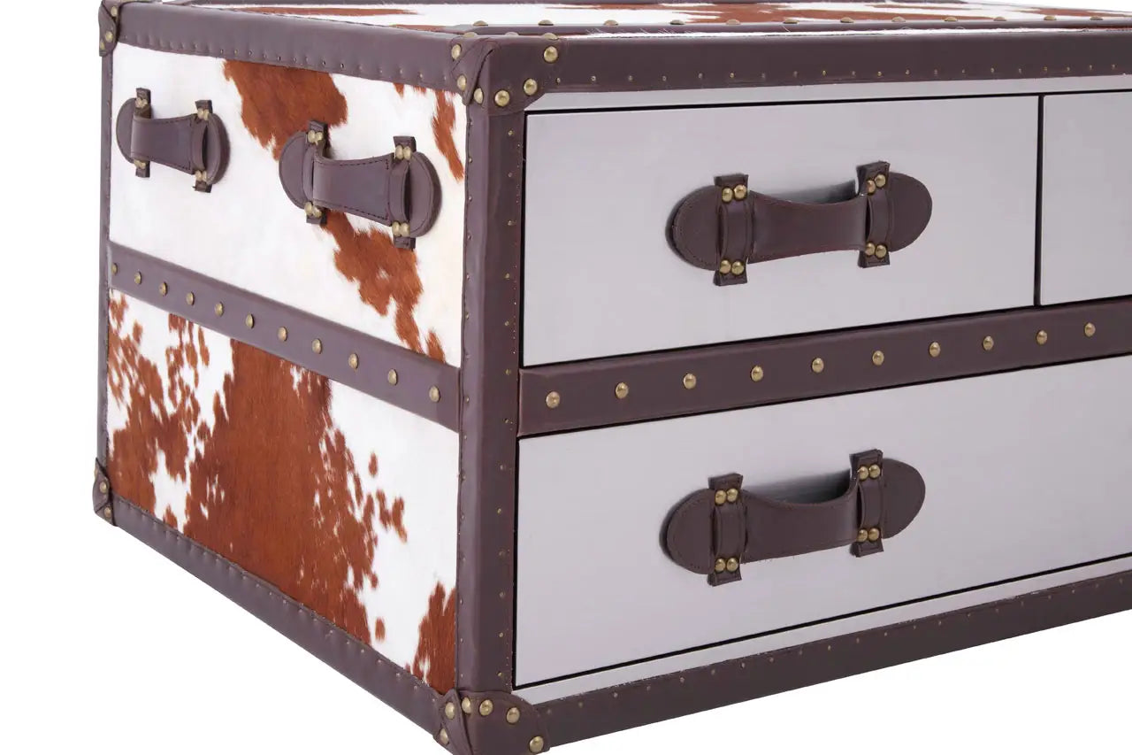 Kensington Townhouse Brown And White Genuine Cowhide Coffee Table