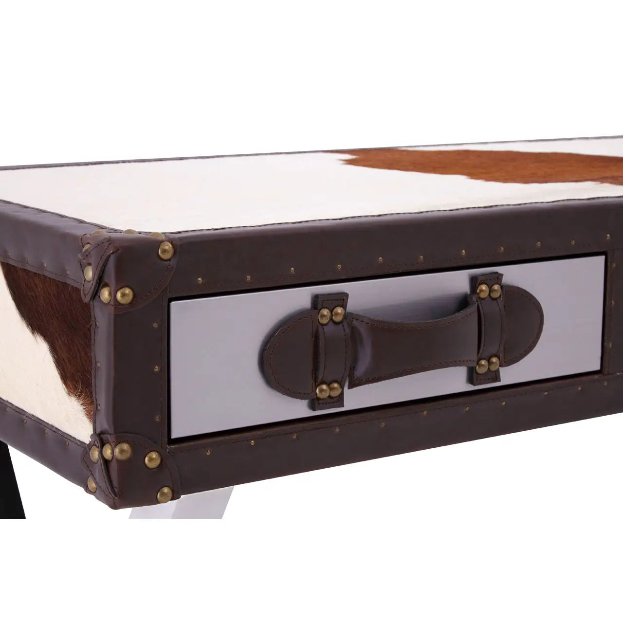 Kensington Townhouse Brown And White Genuine Cowhide Console Table