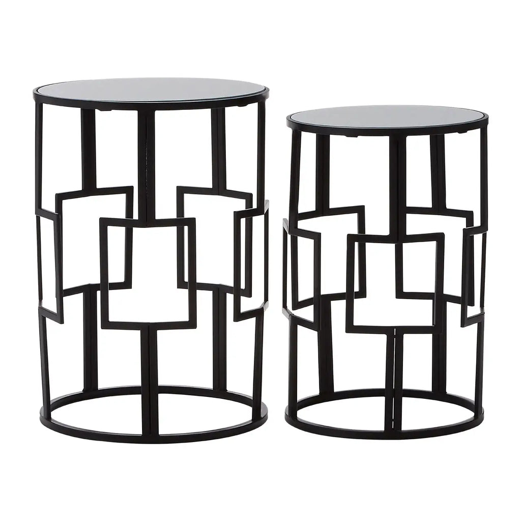 Avantis Set of 2  Square Design Black Tables