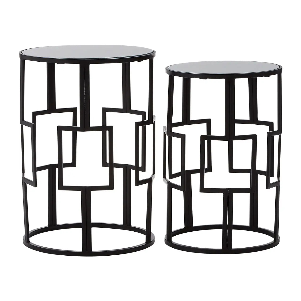 Avantis Set of 2  Square Design Black Tables
