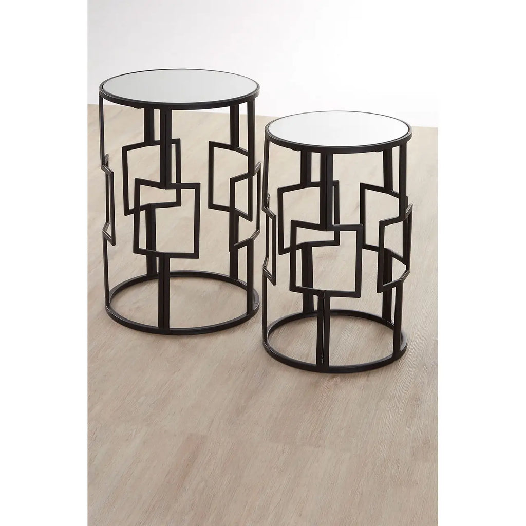 Avantis Set of 2  Square Design Black Tables