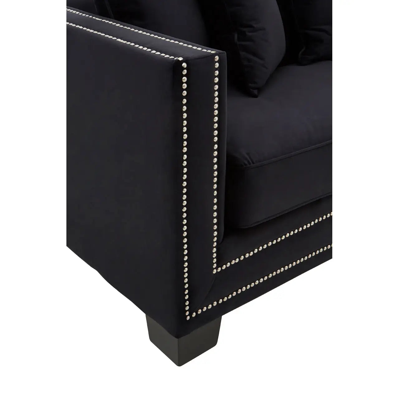 Sofia 3 Seater Black Velvet Sofa