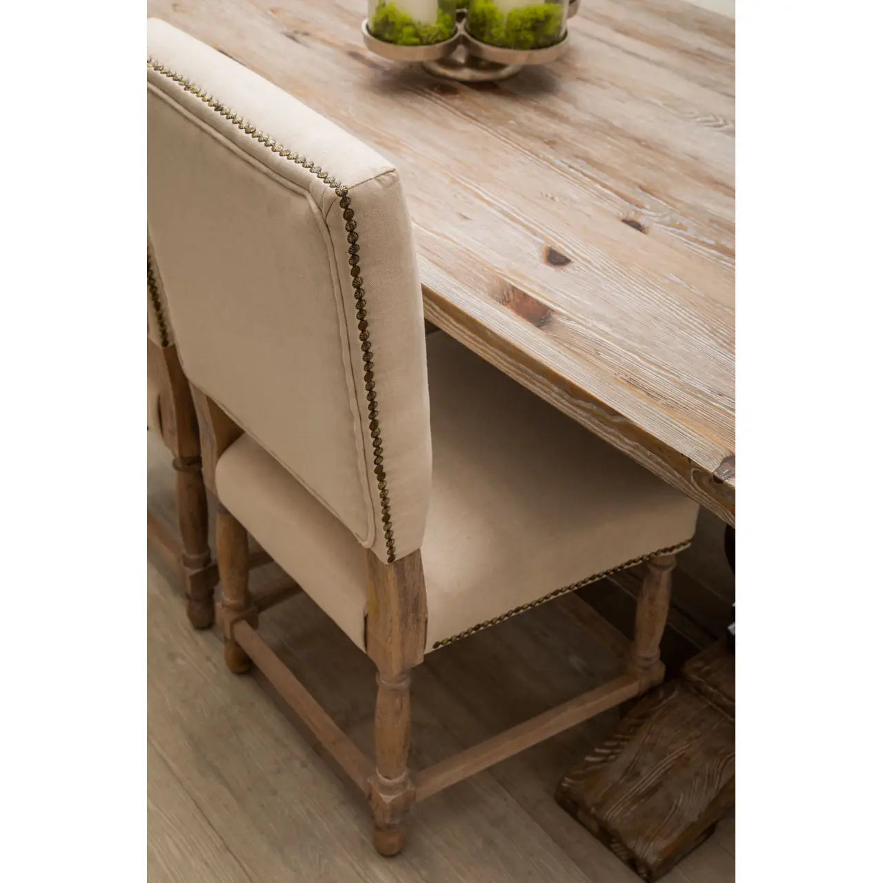 Lyon Oak Burn Whitewash Linen Dining Chair