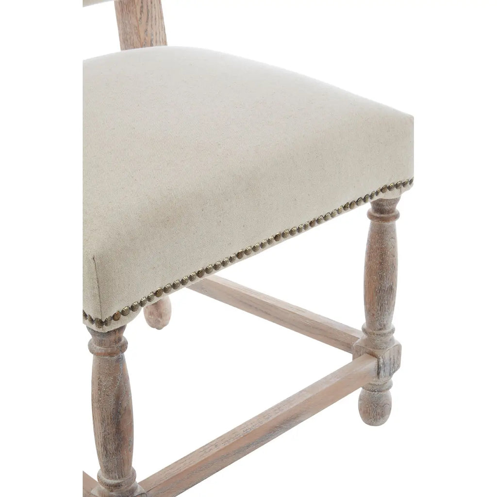 Lyon Oak Burn Whitewash Linen Dining Chair