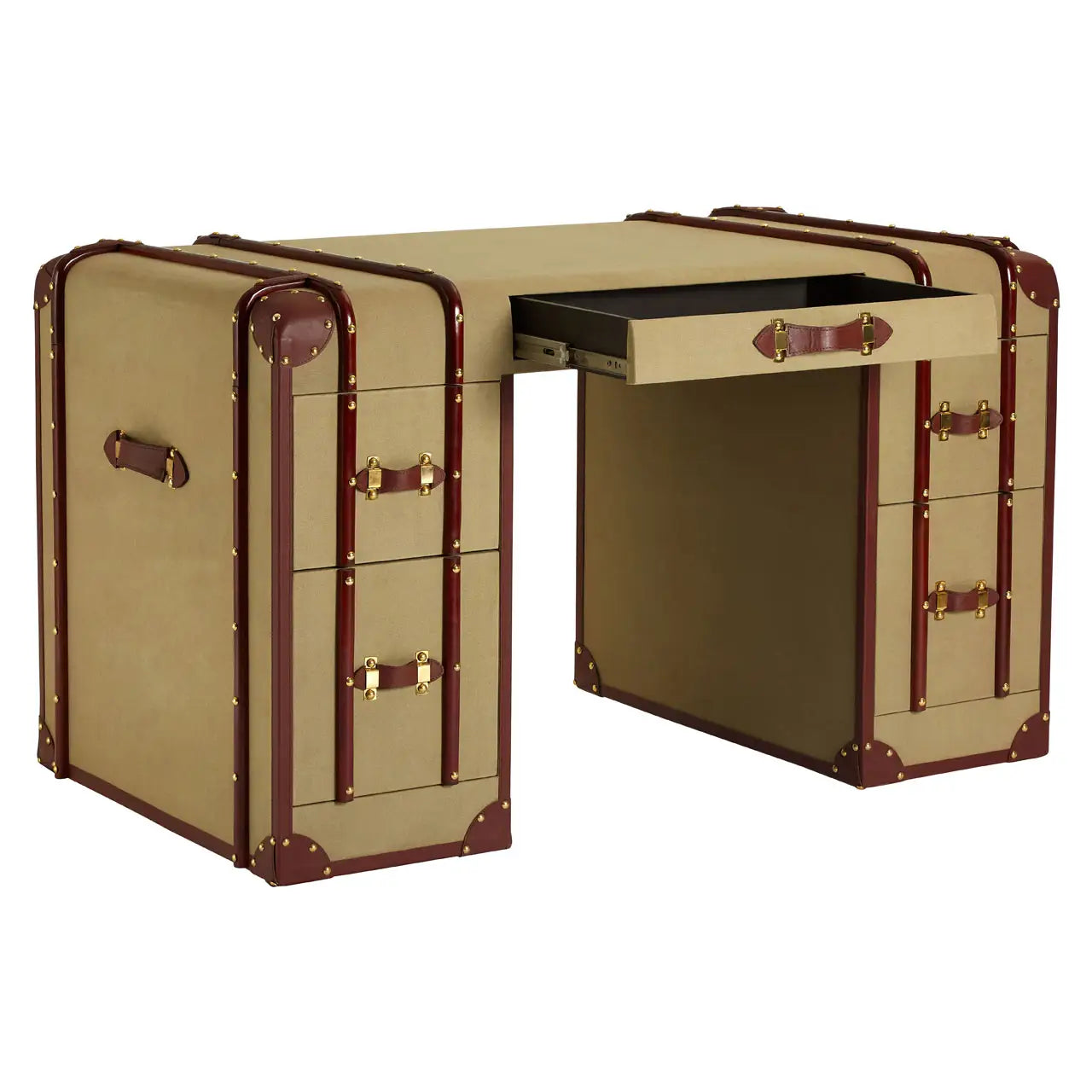 Columbus Leather Trim Canvas Desk