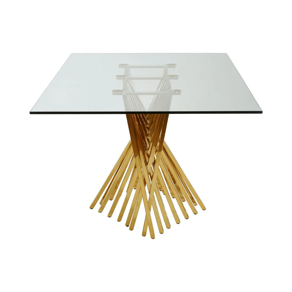 Table Arezzo Rond Arezzo Tempered Glass Top Dining Table With Gold Finish Frame ...