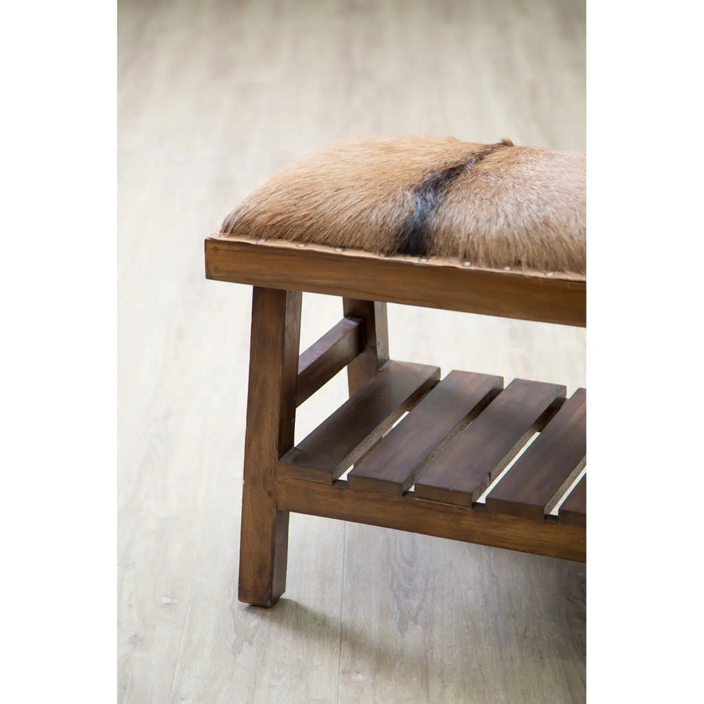 Inca Brown Goat Hide Bench
