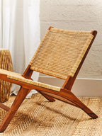 Lovina Teak Wood And Natural Rattan Lounge Chair