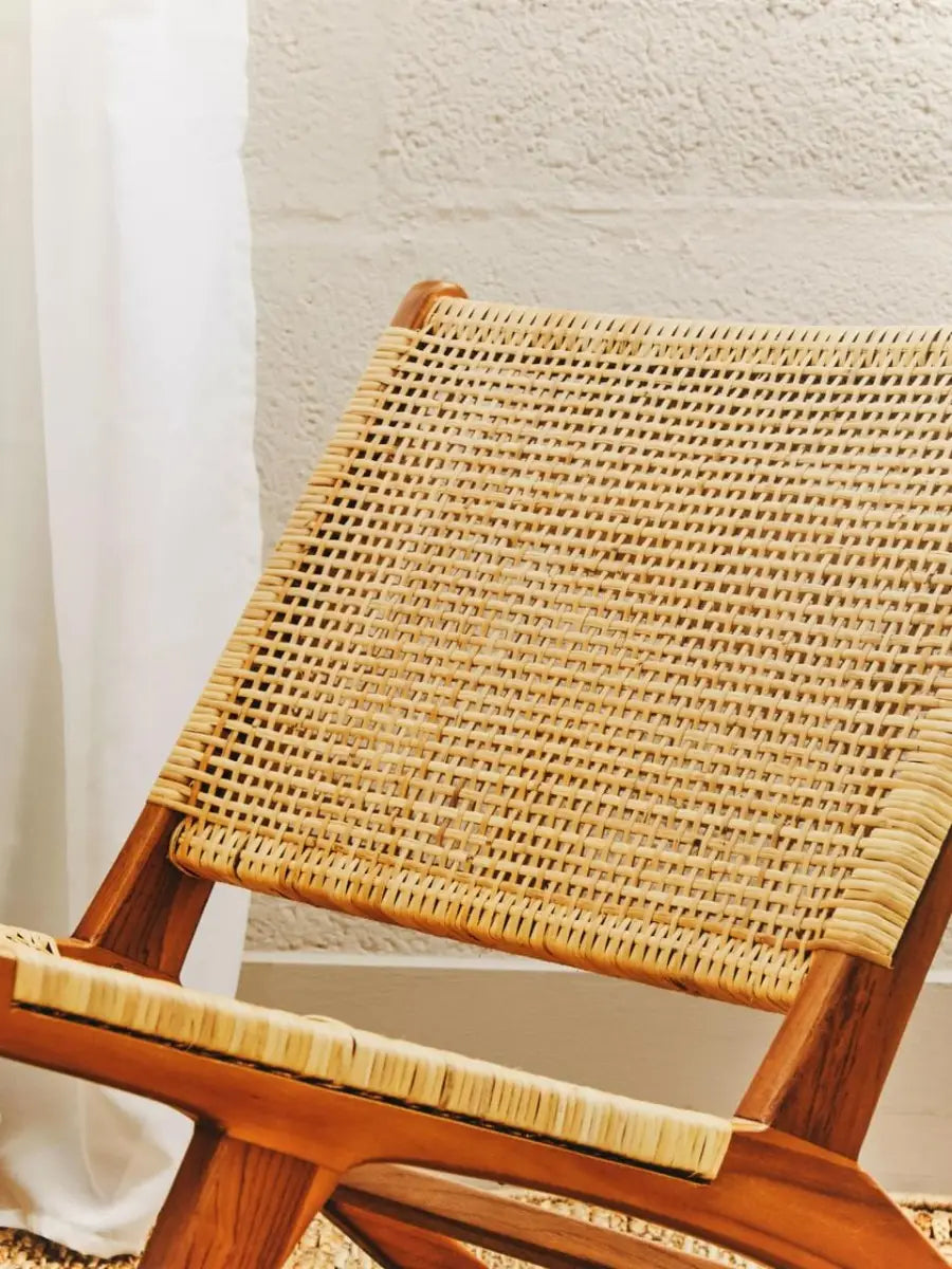 Lovina Teak Wood And Natural Rattan Lounge Chair