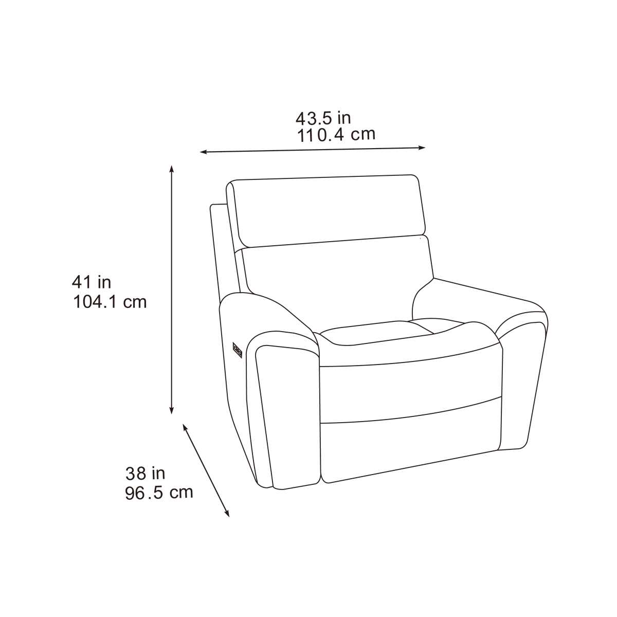 Atlanta Black Lay-Z-Boy Style Fabric Power Recliner Armchair