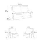 Atlanta Black Lay-Z-Boy Style Fabric Power Recliner 2 Seater Sofa
