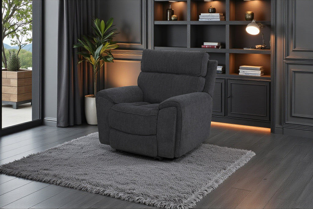 Atlanta Black Lay-Z-Boy Style Fabric Power Recliner Armchair
