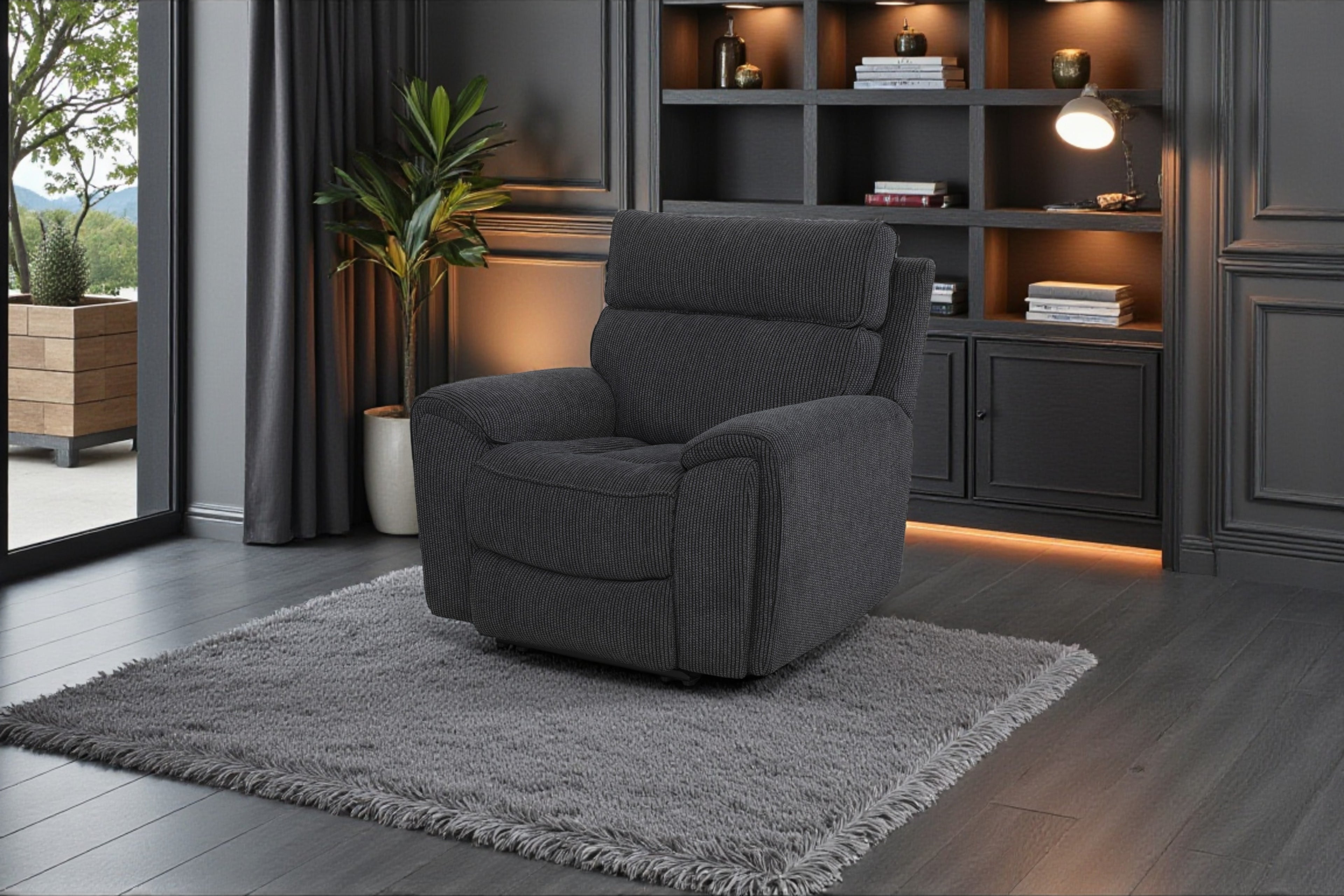 Atlanta Black Lay-Z-Boy Style Fabric Power Recliner Armchair