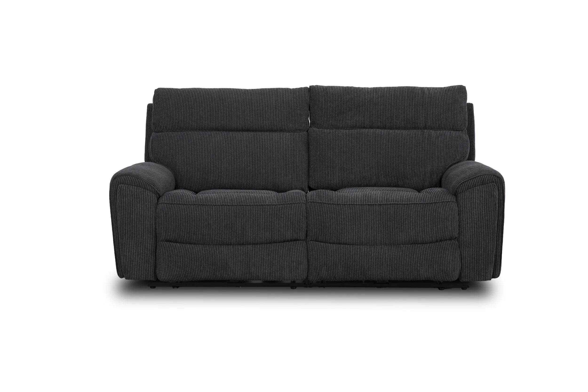 Atlanta Black Lay-Z-Boy Style Fabric Power Recliner 2 Seater Sofa