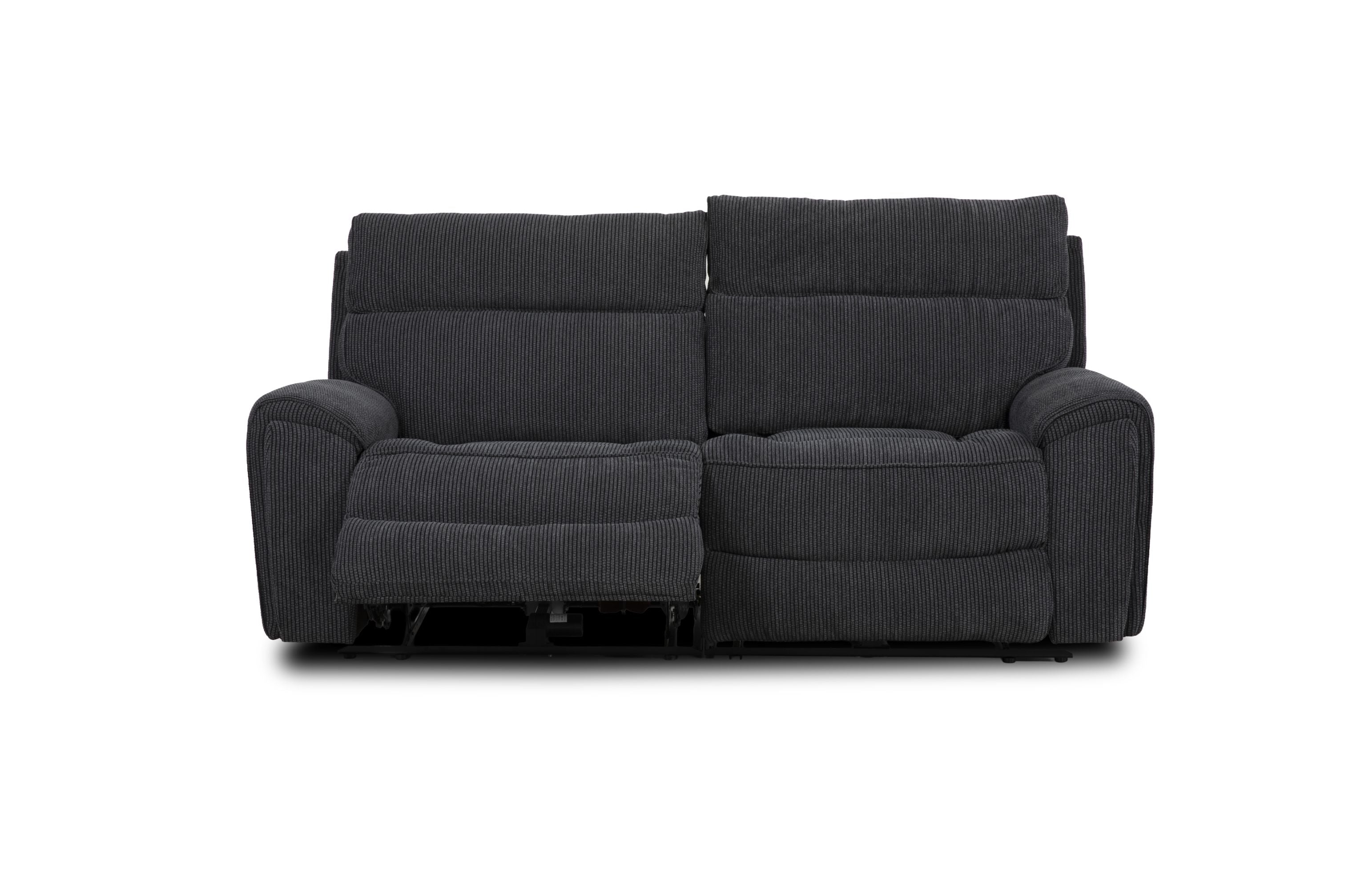 Atlanta Black Lay-Z-Boy Style Fabric Power Recliner 3 Seater Sofa