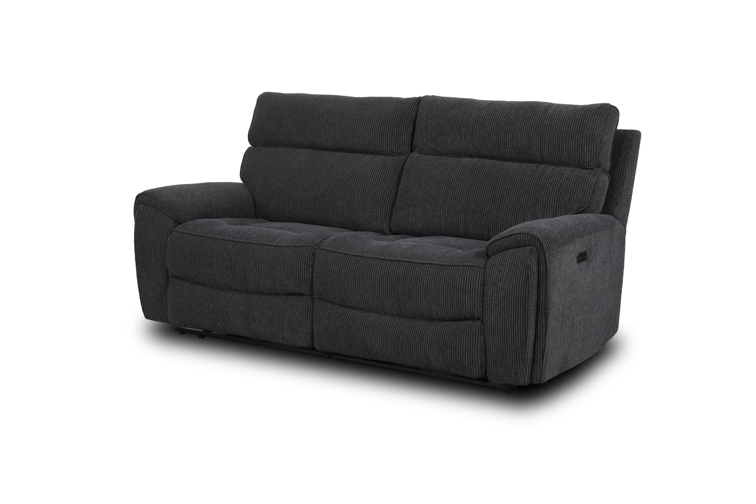 Atlanta Black Lay-Z-Boy Style Fabric Power Recliner 2 Seater Sofa