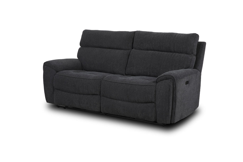 Atlanta Black Lay-Z-Boy Style Fabric Power Recliner 3 Seater Sofa