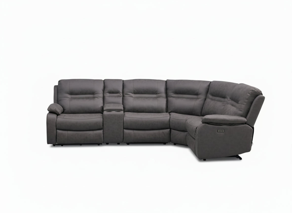 Jackson Grey Lay-Z-Boy Style Fabric Power Recliner Corner Sofa