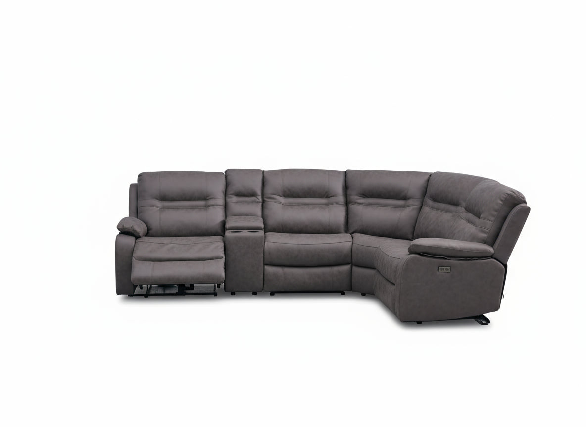 Jackson Grey Lay-Z-Boy Style Fabric Power Recliner Corner Sofa