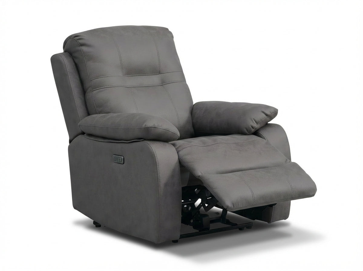 Jackson Grey Lay-Z-Boy Style Fabric Power Recliner Armchair