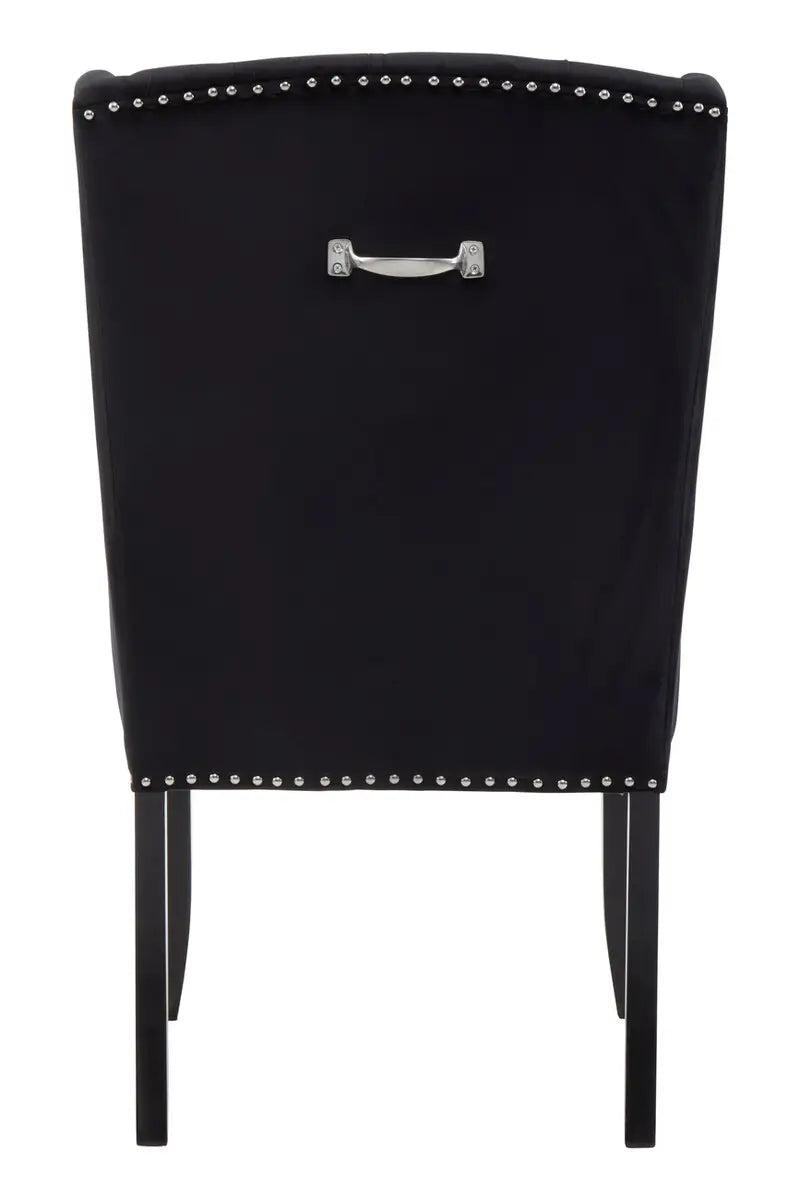 Kensington Townhouse Black Velvet Dining Chair with Dark Legs