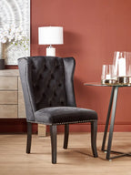 Kensington Townhouse Black Velvet Dining Chair with Dark Legs
