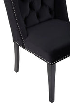 Kensington Townhouse Black Velvet Dining Chair with Dark Legs