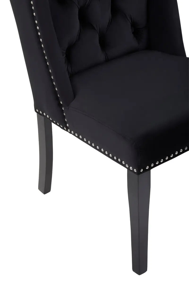 Kensington Townhouse Black Velvet Dining Chair with Dark Legs