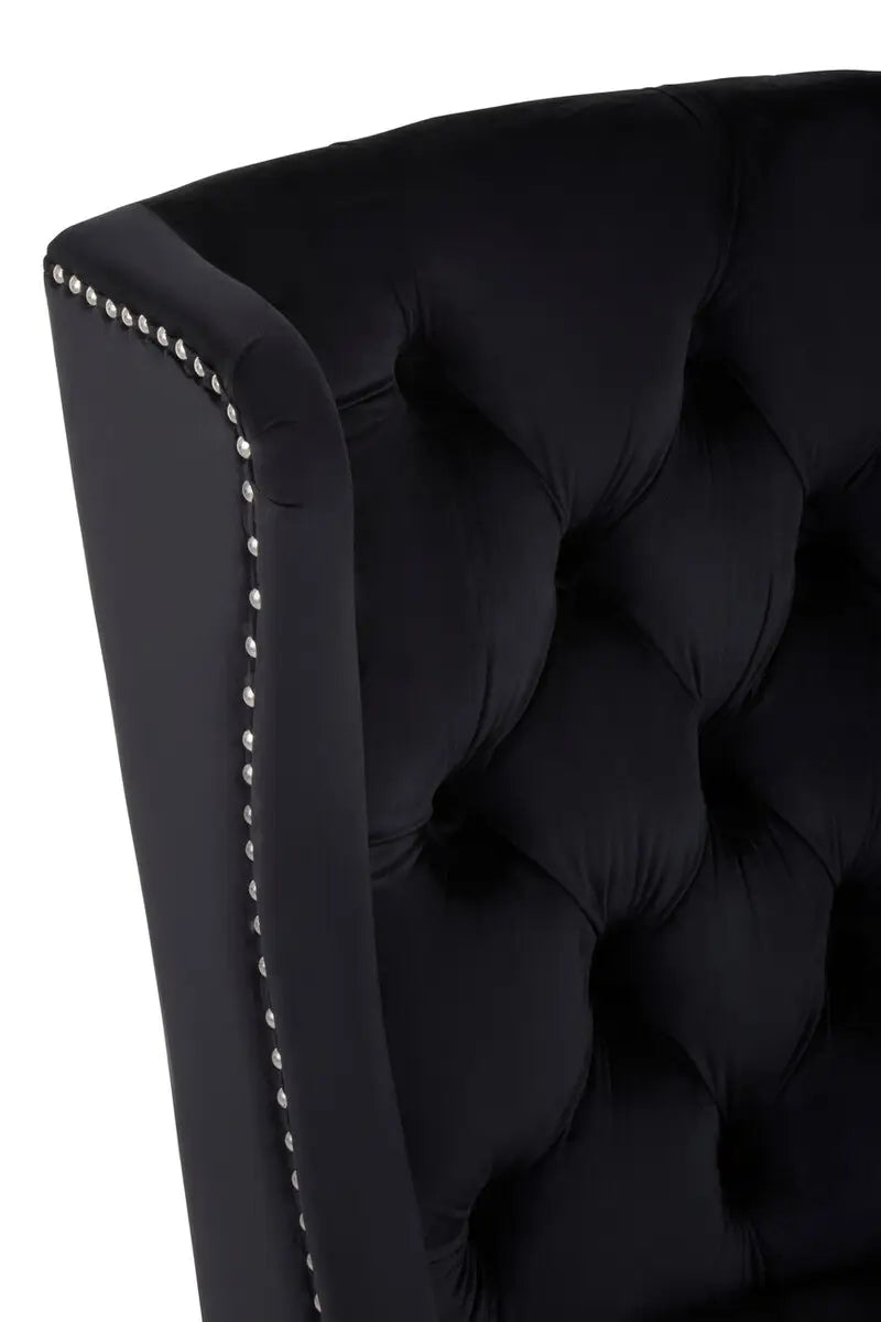 Kensington Townhouse Black Velvet Dining Chair with Dark Legs