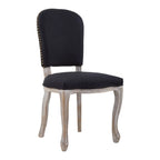 Kensington Townhouse Black Linen Dining Chair with Antique wood legs