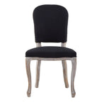 Kensington Townhouse Black Linen Dining Chair with Antique wood legs