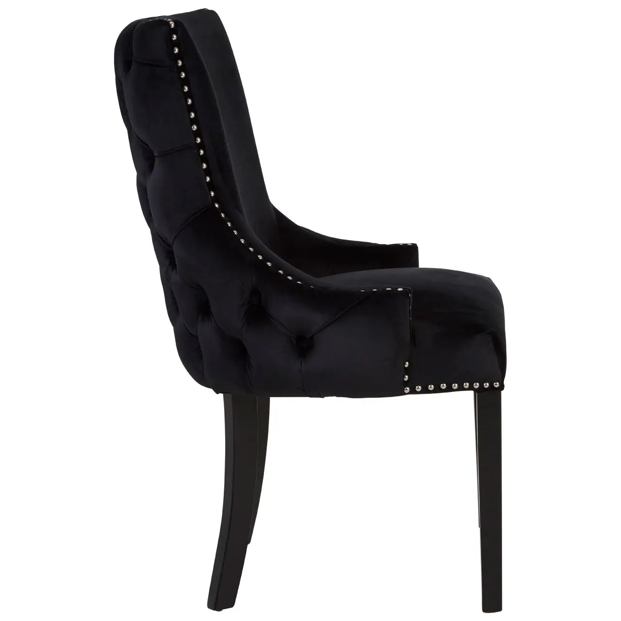Kensington Townhouse Black Velvet Studded Dining Chair