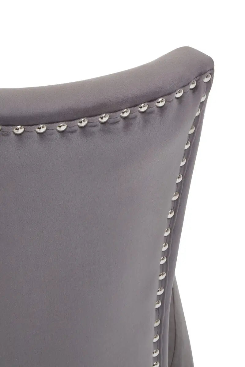 Kensington Townhouse Grey Velvet Dining Chair with Antique Legs