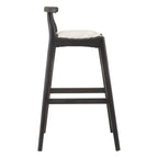 Kendari White Leather And Teak Bar Stool