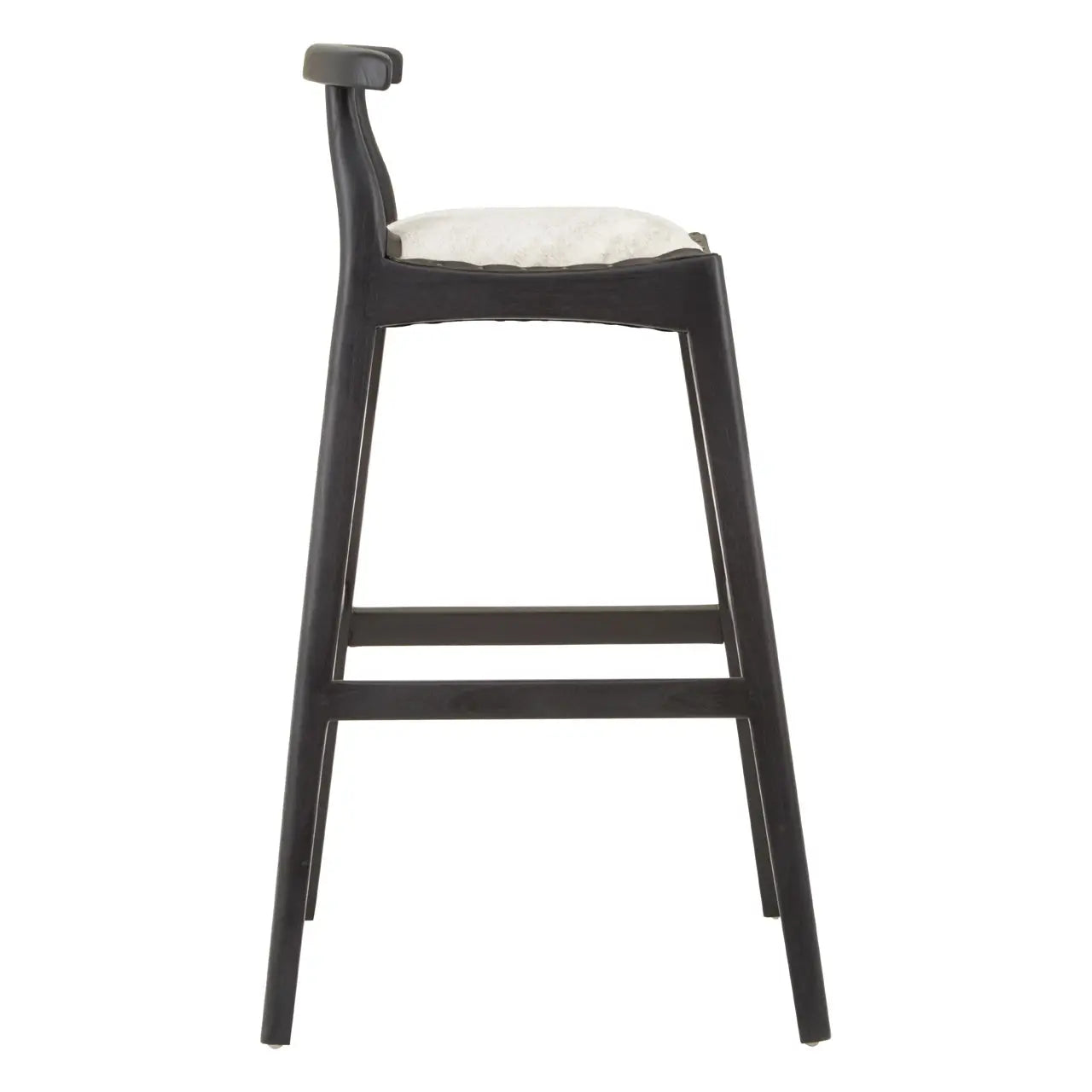 Kendari White Leather And Teak Bar Stool