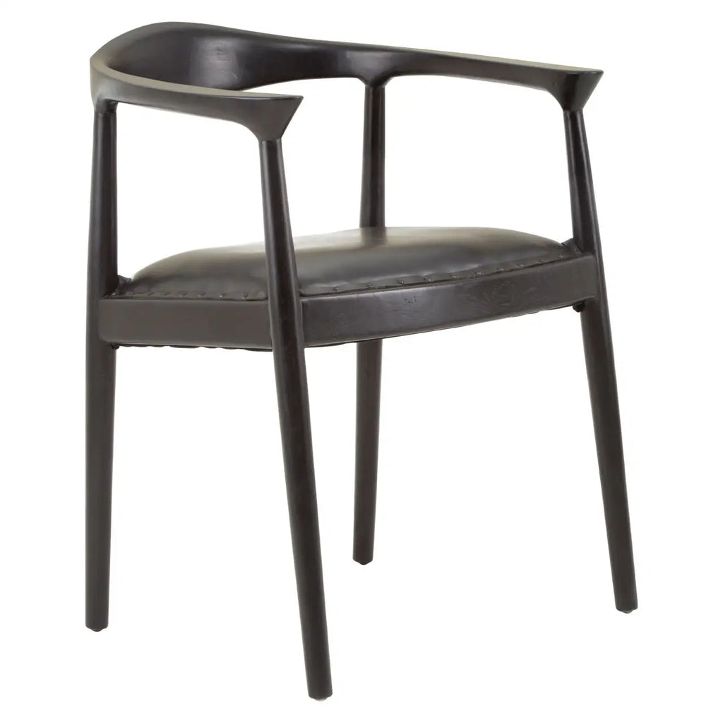 Kendari Open Back Black Leather Chair