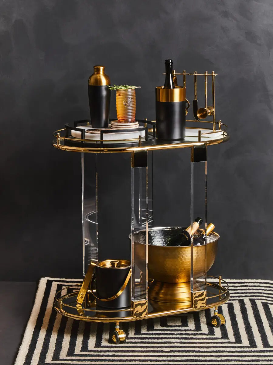 Oria Drinks Trolley With Warm Gold Metallic Frame